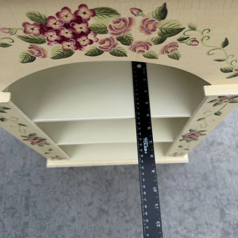 Vtg Home Interiors Floral Wall Shelf Cream Crackle Pink Rose Purple Hydrangea